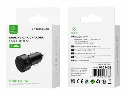 DUAL TYPE-C 40W Car Plug MX0145