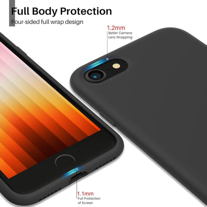 For Apple iPhone 7 | 8 | SE2 Case Cover Black Gel Liquid Silicon Soft Protective