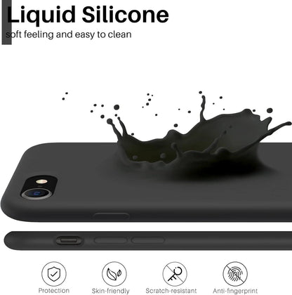 For Apple iPhone 7 | 8 | SE2 Case Cover Black Gel Liquid Silicon Soft Protective