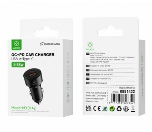 TYPE-C +USB  CAR PLUG 38W  MX0142